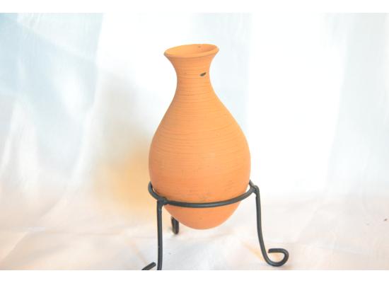 Pottery Vase with metal Black Holder